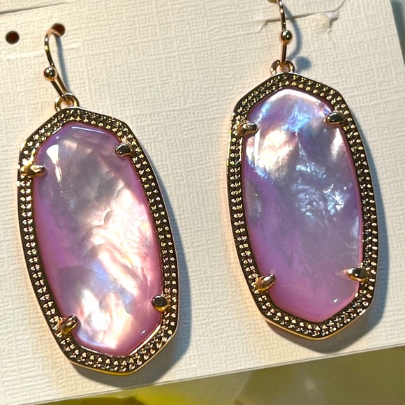 NWT Kendra Scott Elle Earrings Lavender Pearl & Rose Gold Rare & Retired GORG! - Picture 5 of 8
